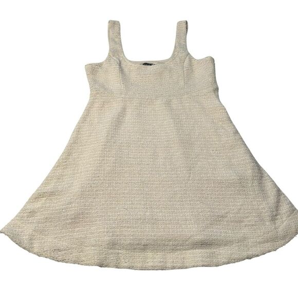 Zara Size S Bouclee Tweed Sleeveless Mini‎ Dress Cream White Coquette Feminine - Picture 2 of 11